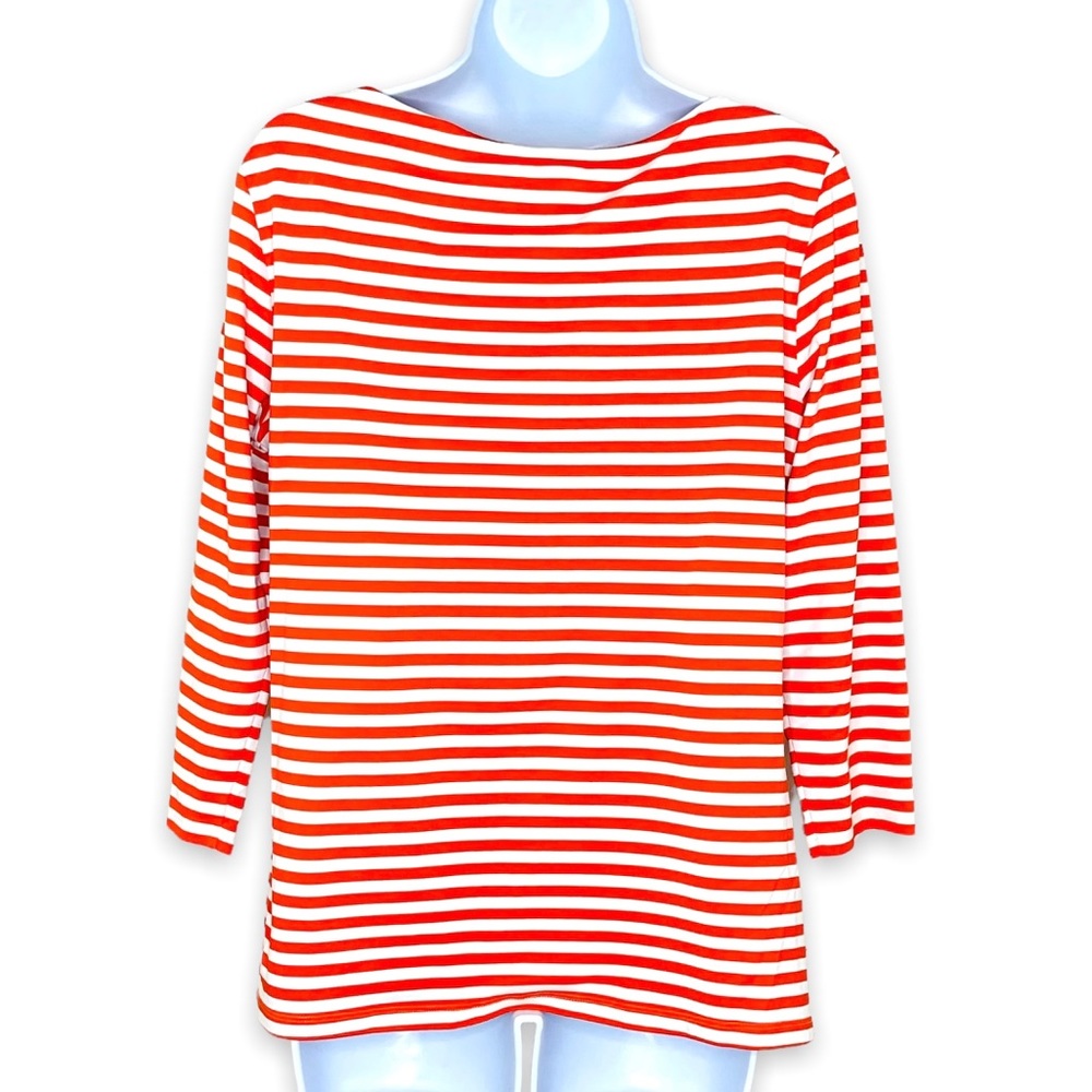 J. Mclaughlin Orange Striped Wavesong Tee Boatnec… - image 3